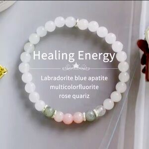 Healing Crystal Beaded Bracelet – Rose Quartz, Fluorite, Labradorite, Apatite